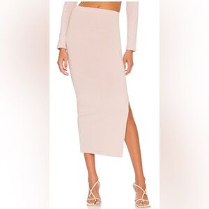 Re Ona Side Slit Midi Skirt in Mauve